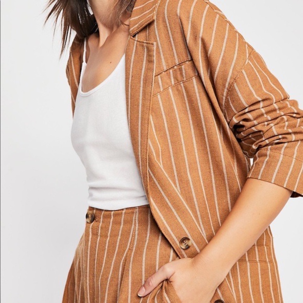 FP | UO Striped Twill Slouchy Boyfriend Blazer Jacket